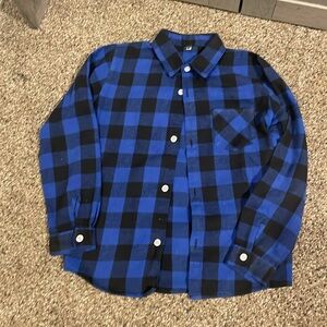 SALE Size 10 flannel buffalo check plaid shirt-blue black Slightly worn see pic.